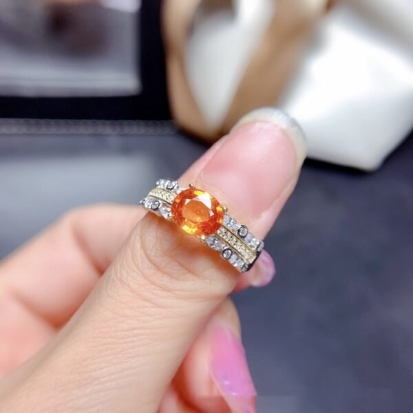 خاتم نسائي من الفضة الاسترلينية S925 مرصع بحجر العقيق الطبيعي