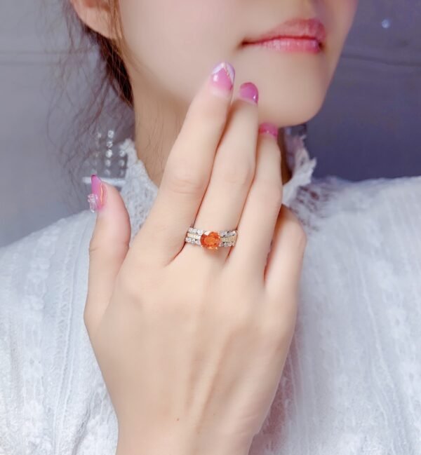 خاتم نسائي من الفضة الاسترلينية S925 مرصع بحجر العقيق الطبيعي