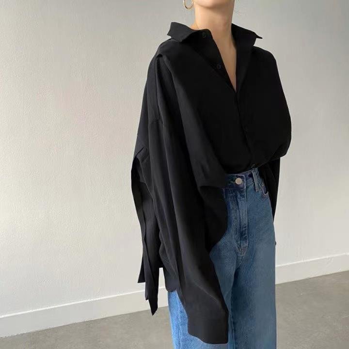 قميص نسائي بأكمام طويلة وظهر فضفاض