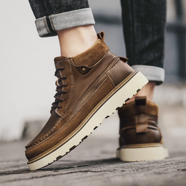 حذاء مارتن رجالي قصير ذو نعل سميك بتصميم ريترو