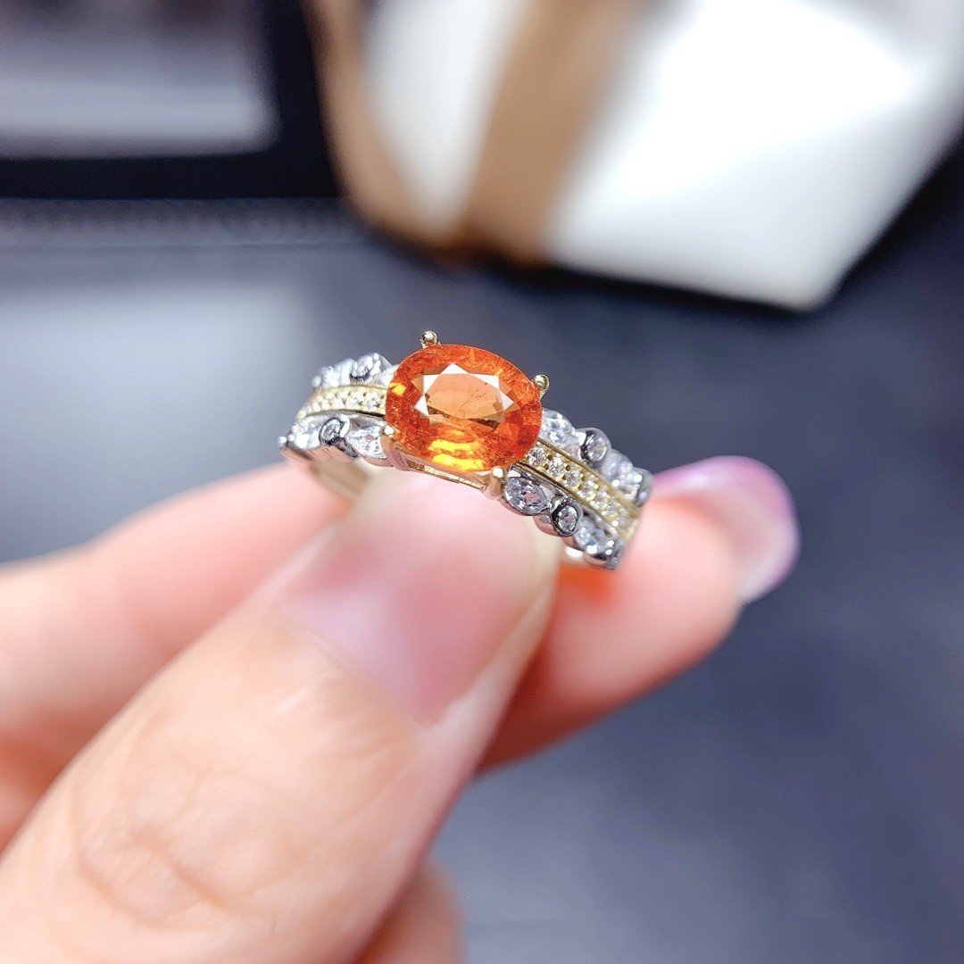 خاتم نسائي من الفضة الاسترلينية S925 مرصع بحجر العقيق الطبيعي