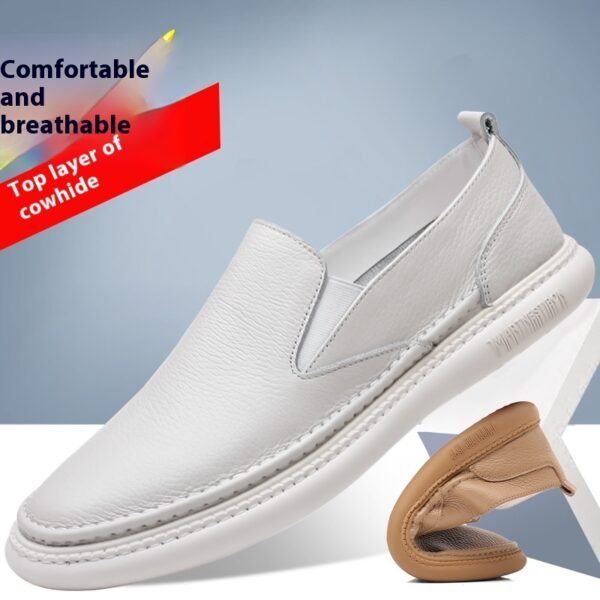 أحذية جلدية رجالية كاجوال من جلد البقر من الطبقة الأولى