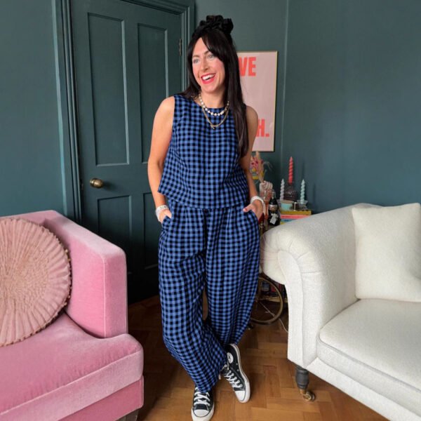 بدلة بنطلون وصدرية كاجوال فضفاضة مطبوعة بدون أكمام