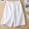 شورت صيفي كاجوال نسائي عالي الخصر من القطن والكتان