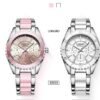ساعة نسائية رائجة البيع بثلاث عيون من السيراميك وحزام فولاذي مقاومة للماء وساعة كوارتز مضيئة للسيدات