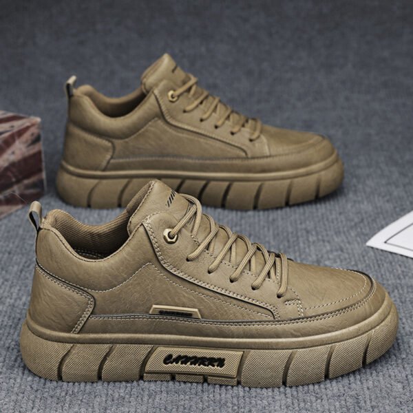 أحذية جلدية كاجوال للرجال ذات قاع سميك وزيادة الارتفاع