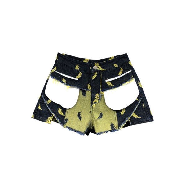 شورت جينز نسائي ضيق بخصر عالٍ