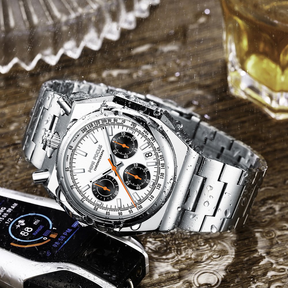 ساعة كوارتز رجالية متعددة الوظائف بحزام فولاذي