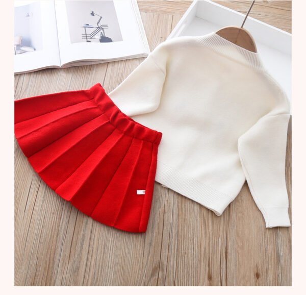 فستان من الصوف المنك للبنات الصغيرات مكون من قطعتين