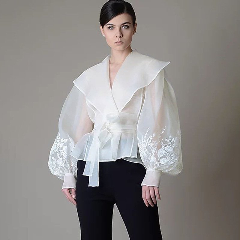 قميص علوي نسائي بتصميم كلاسيكي على الطراز الفرنسي