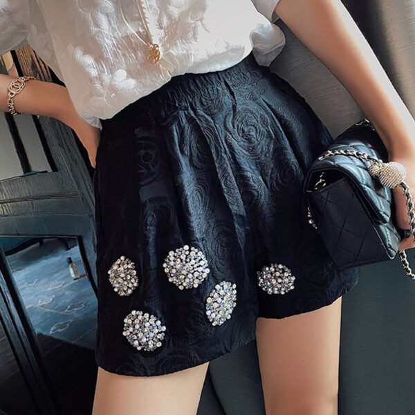 بنطلون صيفي كاجوال أسود فضفاض ورفيع