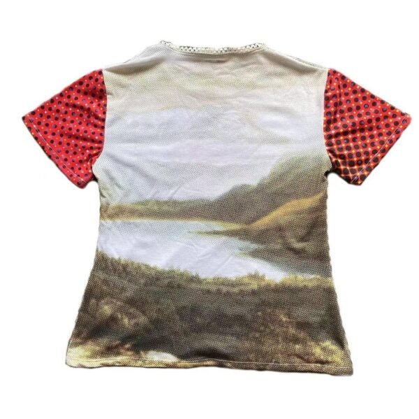 تي شيرت صيفي جديد بأكمام قصيرة مطبوع عليه صورة فم هاراجوكو ريترو للنساء