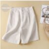 شورت صيفي كاجوال نسائي عالي الخصر من القطن والكتان