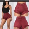 شورت جينز نسائي مثير ومرن من قماش الدنيم الممزق