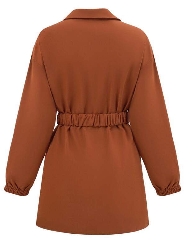 معطف قميص بحزام بصدر واحد للنساء