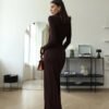 فستان غمد بحزام منقسم جديد وجذاب للفتيات