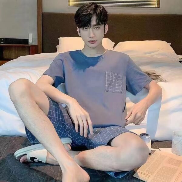 بدلة فضفاضة للرجال، شورت صيفي بأكمام قصيرة، على الطراز الكوري