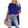 تي شيرت نسائي جديد فضفاض غير منتظم بأكمام قصيرة ورقبة مستديرة