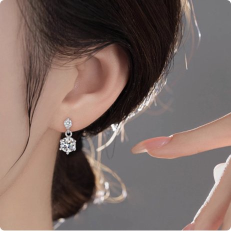 أقراط بسيطة من الفضة الإسترلينية عيار 925 بلون D، مرصعة بأحجار المويسانيت