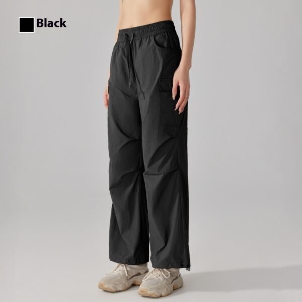 بنطلون رياضي تكتيكي ثلاثي المقاومة، بنطلون رياضي فضفاض مستقيم للنساء