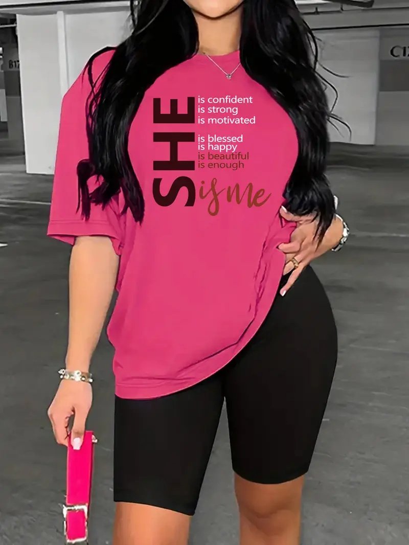 تي شيرت مطبوع بأكمام منسدلة، تي شيرتات جرافيكية، توبات نسائية