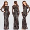 44811964-e962-416e-ac80-04bc6cd735fc.jpg فساتين ماكسي نسائية مزينة بالترتر بأكمام طويلة وفساتين حفلات نسائية