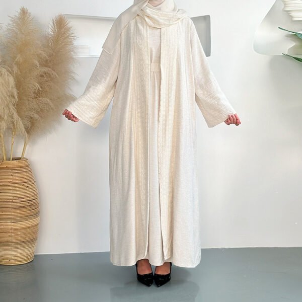 720c2262-d65e-45bf-b8c1-4c8f126bce58.jpg طقم رداء وتنورة داخلية وحجاب نسائي جديد بلون سادة مكون من ثلاث قطع