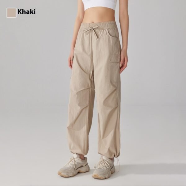 بنطلون رياضي تكتيكي ثلاثي المقاومة، بنطلون رياضي فضفاض مستقيم للنساء