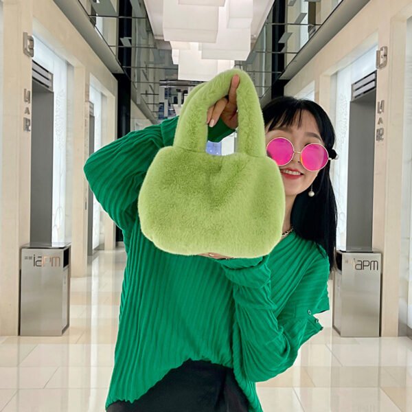 حقيبة يد قطيفة ناعمة من الفرو الصناعي على شكل أرنب ريكس المنك