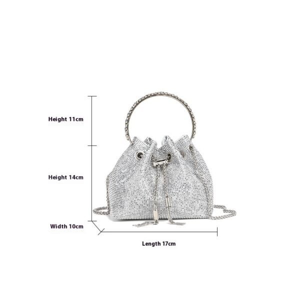 حقيبة كتف أنيقة مرصعة بالألماس بتصميم سلسلة مرصعة بالألماس، مناسبة للعشاء