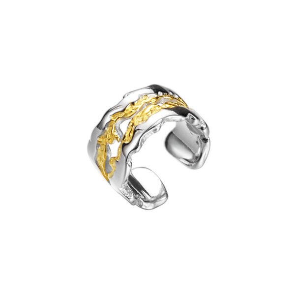 مشبك أذن E5182 من الفضة الإسترلينية S925 بتصميم فتاة رائعة وجذابة بلونين