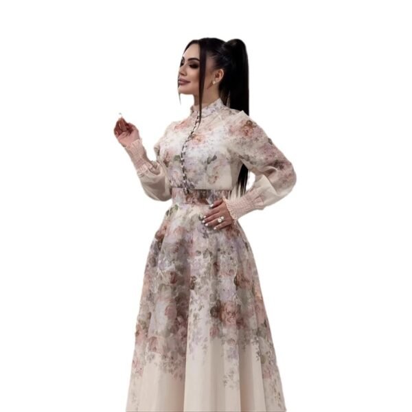 a687006a-12e2-44d1-8c04-5e718ecd1bb7.jpg طقم فستان نسائي أنيق بياقة واقفة مزين بالزهور، مكون من قطعتين