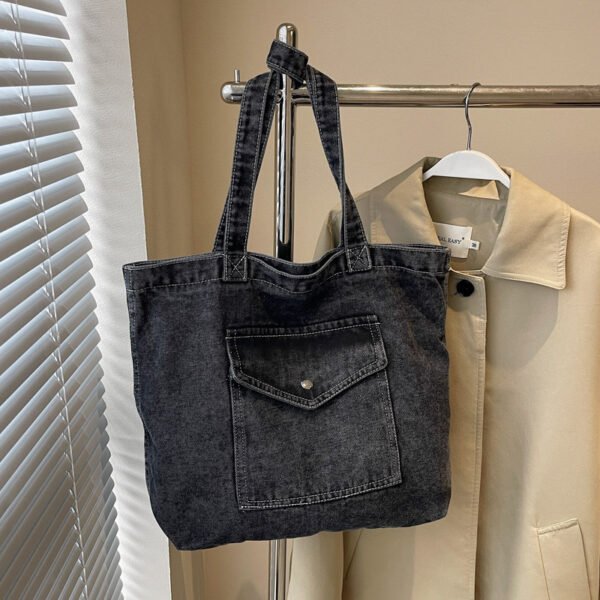 حقيبة كتف من الدنيم، حقيبة تسوق كبيرة السعة، حقيبة حمل