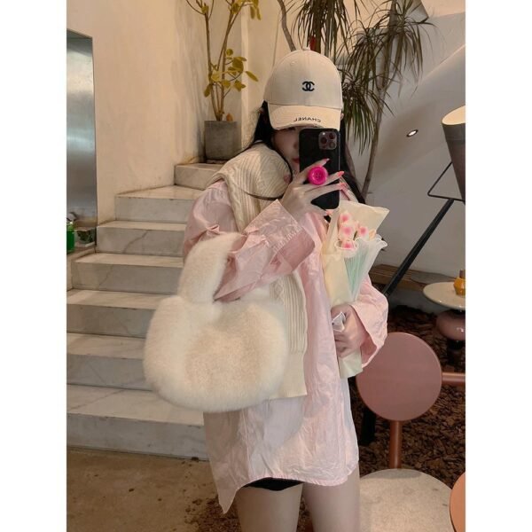 حقيبة يد قطيفة ناعمة من الفرو الصناعي على شكل أرنب ريكس المنك