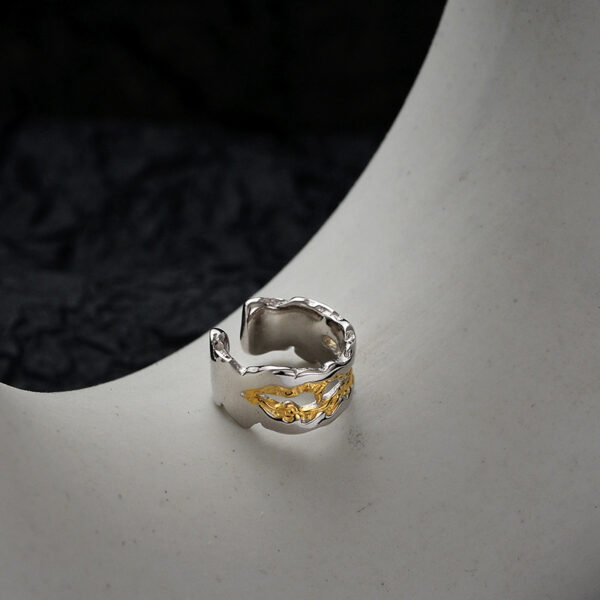 مشبك أذن E5182 من الفضة الإسترلينية S925 بتصميم فتاة رائعة وجذابة بلونين