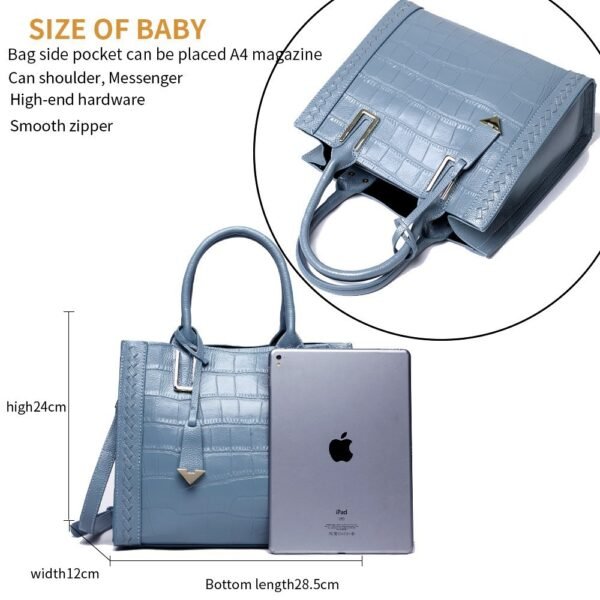 حقيبة يد نسائية من الجلد المنسوج بنقوش مميزة