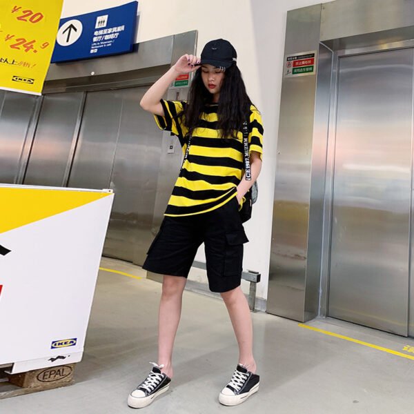 تي شيرتات مخططة بأكمام قصيرة، ملابس رائعة للفتيات