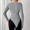 3c71ddd2-0189-47ba-8a36-7d540d7de02b.jpg بلوزة نسائية أنيقة بلون موحد محبوكة للاستخدام اليومي