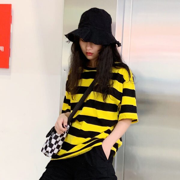 تي شيرتات مخططة بأكمام قصيرة، ملابس رائعة للفتيات