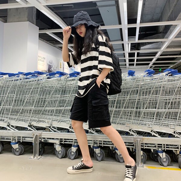 تي شيرتات مخططة بأكمام قصيرة، ملابس رائعة للفتيات