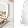 صندوق تخزين مكياج مزود بمرآة بإضاءة LED، صندوق تخزين مستحضرات تجميل محمول للسفر، صندوق تخزين يعمل باللمس