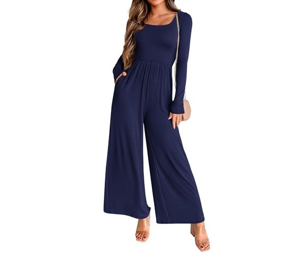 جمبسوت رياضي بأكمام طويلة وبنطال واسع الساقين، مناسب لفصلي الخريف والشتاء، بلون موحد.