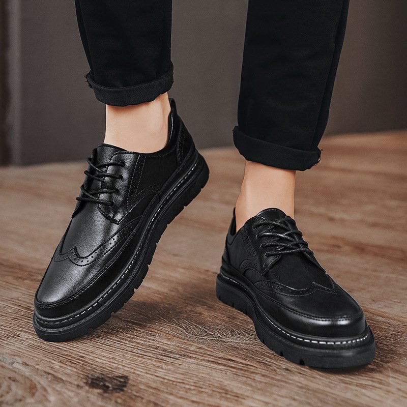 أحذية رجالية من الجلد بتصميم بروغ كوري بريطاني