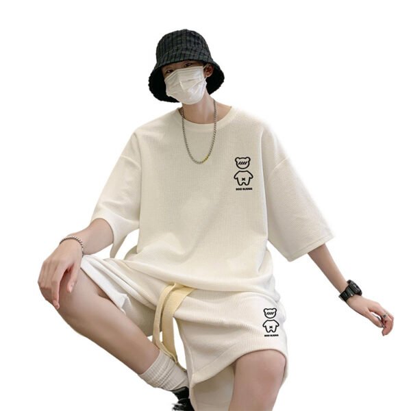 بدلة رياضية صيفية فضفاضة للرجال بنمط الوافل