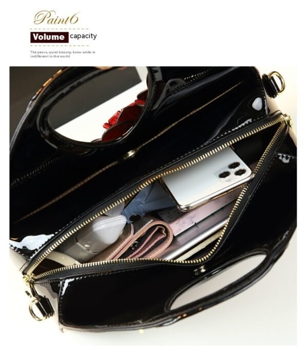 حقيبة يد أنيقة بتصميم زهرة الزلابية، حقيبة كتف متعددة الاستخدامات من الجلد اللامع