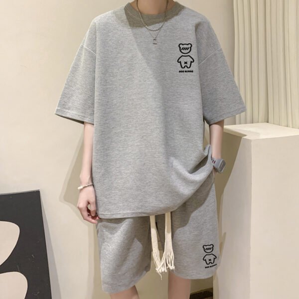 بدلة رياضية صيفية فضفاضة للرجال بنمط الوافل