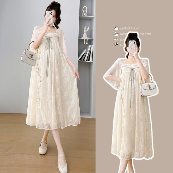 فستان مطرز كبير الحجم للحوامل