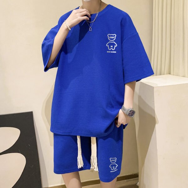 بدلة رياضية صيفية فضفاضة للرجال بنمط الوافل