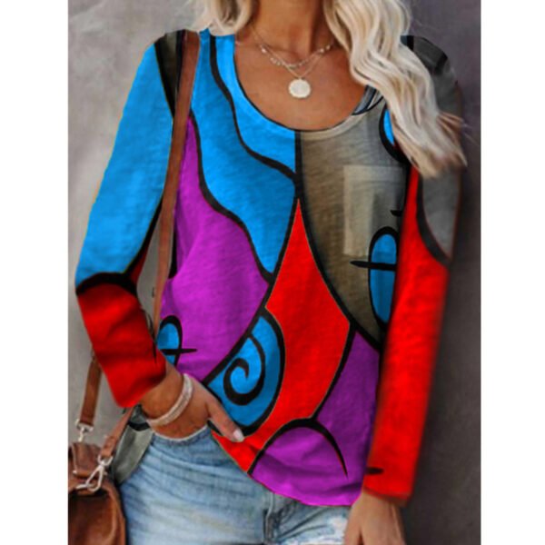 ca265100-15be-414d-8b77-83dde3871f61.jpg تيشيرت نسائي كاجوال بأكمام طويلة، مقاسات كبيرة، بلوزة بألوان متناسقة