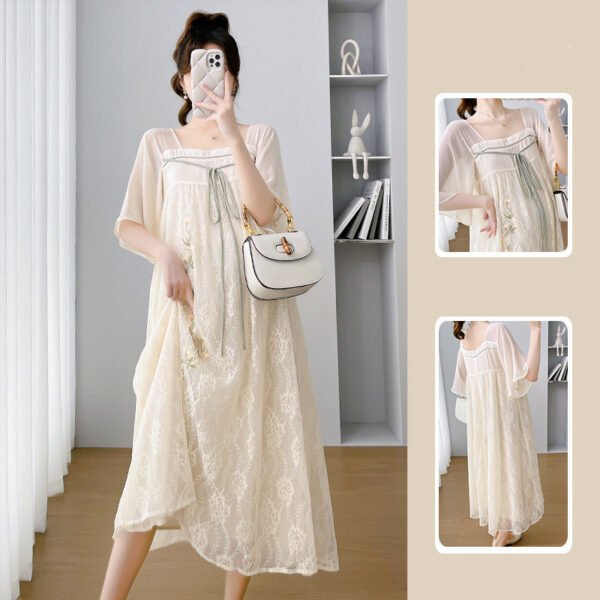 فستان مطرز كبير الحجم للحوامل